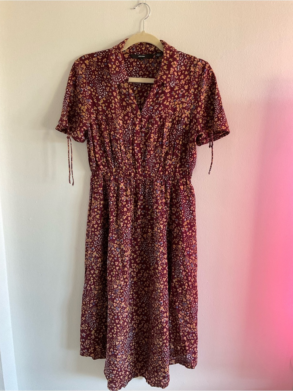 ASOS Vero Moda Burgundy Floral Midi Dress - Never Worn